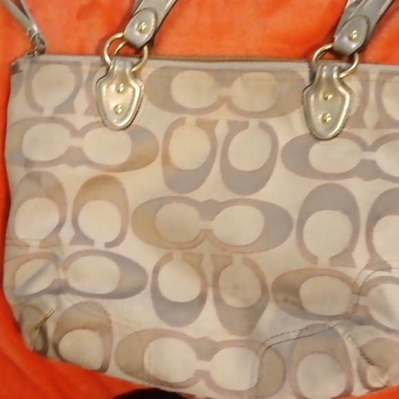 Tan color Coach handbag 14 width by 11 height - Picture 2 of 3